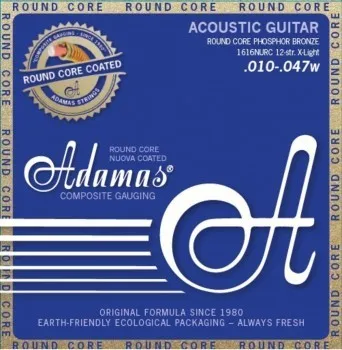 Струни для 12-струнної акустичної гітари Adamas Round Core Nuova Coated Phosphor Bronze 1616NURC, 10-47w