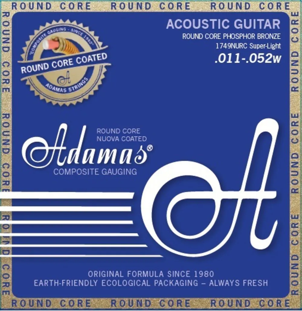 Струни для акустичної гітари Adamas Round Core Nuova Coated Phosphor Bronze 1749NURC, 11-52w